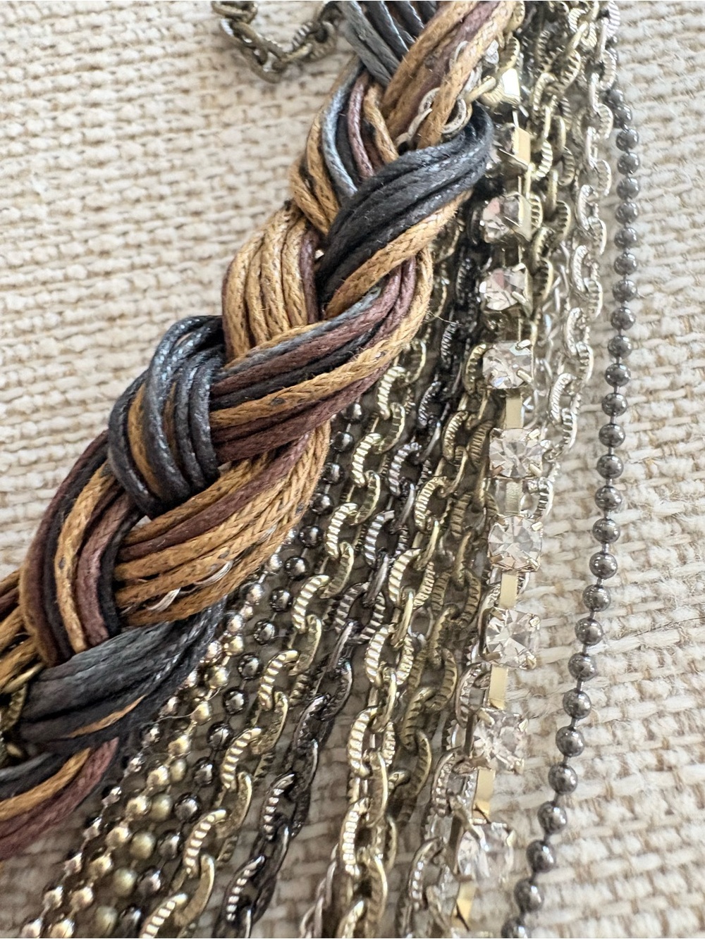 ⭐️ Layered Fringe Multi-Chain Necklace and Earring Set - Picture 3 of 5